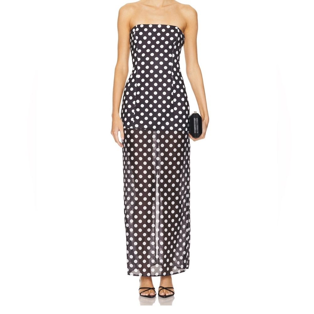 NWT REVOLVE Black & White Polka Dot Strapless Dress